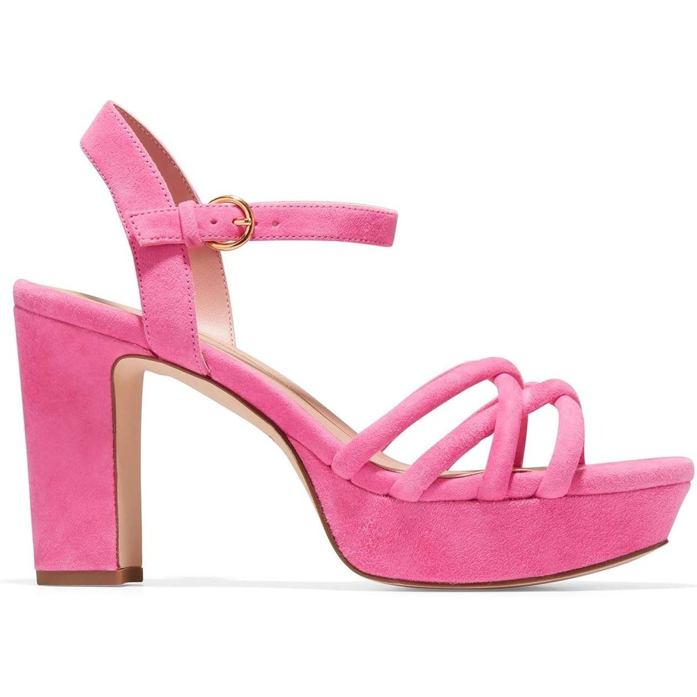 Cole Haan Grove Platform 95mm Leather Suede Open Toe Block Heeled Sandal Size 8
